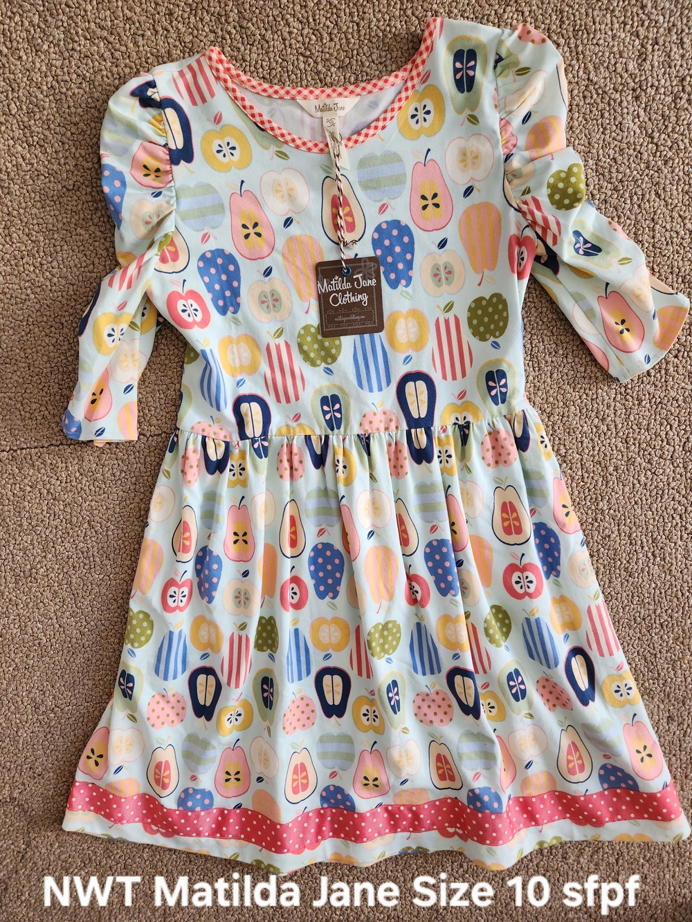 Matilda Jane Light Blue Fruit Pattern Ruffle Sleeve Dress